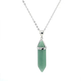 STNW-300, Sterling Silver Real Stone Necklace- Pink, Moon, Water,Black, Jade, Purple color
