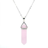 STNW-300, Sterling Silver Real Stone Necklace- Pink, Moon, Water,Black, Jade, Purple color