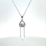 STNW-300, Sterling Silver Real Stone Necklace- Pink, Moon, Water,Black, Jade, Purple color
