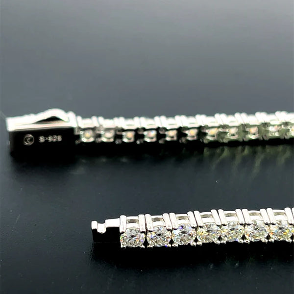 Moissanite Stone Sterling Silver Unisex Tennis Bracelet 3mm Width 7.5 Inch-silver color