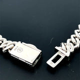 Moissanite Stone Unisex Cuban Bracelet 8mm Width 8 Inch Length-silver color