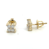 Moissanite Stone Sterling Silver Women Four Clover Stud Earrings Screw Back-gold or silver color, MEM 39