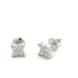 Moissanite Stone Sterling Silver Women Four Clover Stud Earrings Screw Back-gold or silver color, MEM 39