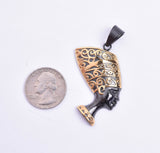 SP 1076, Stainless Steel Nefertiti Pendant, Gold, silver or gold black color, 25mm width, 60mm high, 6mm thick