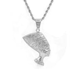 SP 1076, Stainless Steel Nefertiti Pendant, Gold, silver or gold black color, 25mm width, 60mm high, 6mm thick