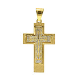 SP 1129, Stainless Steel Sparkle Cross, gold or silver, 30mm width, 60mm high, 5mm thick