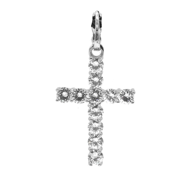 SP 1402, Stainless Steel Sparkle Cross Pendant, gold or silver, 27mm width, 50mm high, 4mm thick