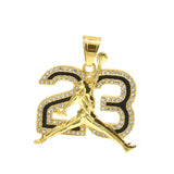 Sp 1407, Stainless Steel 23 Sign Pendant Gold or Silver color, 40mm width, 45mm high, 3mm thick