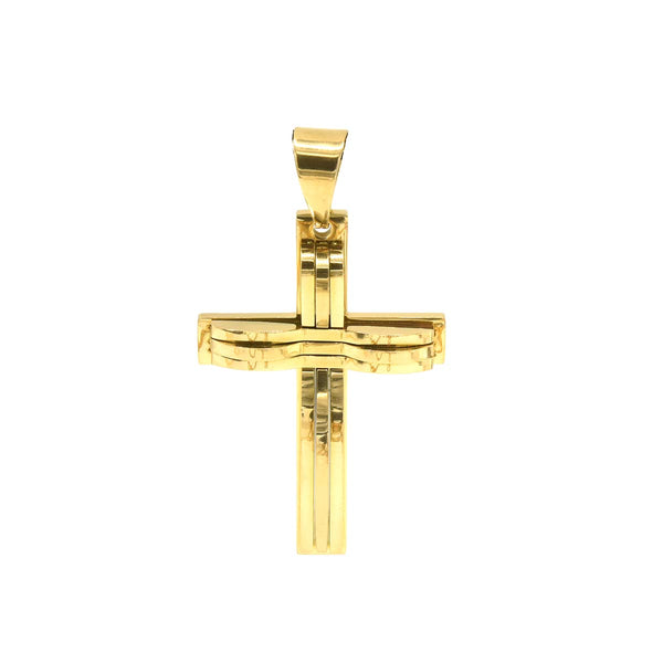 SP-97, Stainless Steel Cross Pendant-gold color , 43mm width, 75mm high, 10mm thick
