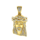 SP 1-58, Stainless Steel Icy Jesus head Pendant- gold or silver, 30mm width, 55mm high, 12mm thick