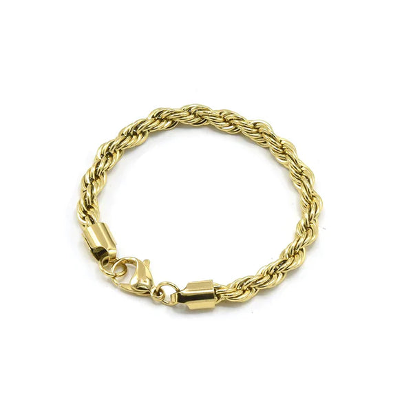 Stainless Steel Rope Chain Bracelet 5mm width-gold color or silver color