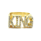 SRM-04, Stainless Steel Unisex KING Fashion Ring, gold or silver color, 10mm High x 23mm Width, 2mm Thick