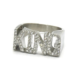 SRM-04, Stainless Steel Unisex KING Fashion Ring, gold or silver color, 10mm High x 23mm Width, 2mm Thick