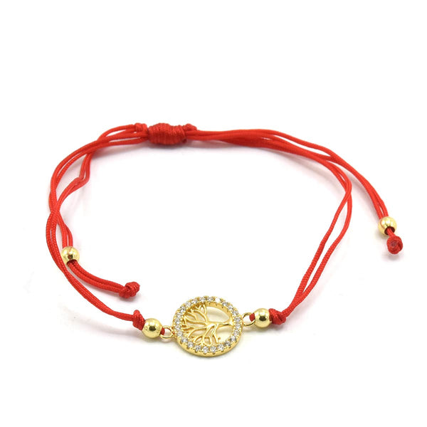 STBB 05, Sterling Silver Family Tree Red String Bracelet-gold or silver color