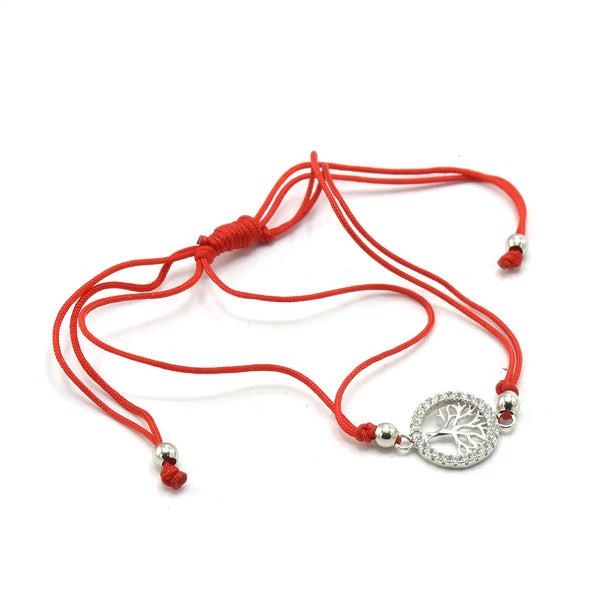 STBB 05, Sterling Silver Family Tree Red String Bracelet-gold or silver color