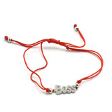 STBB 73, Sterling Silver "Boss" Shape Red String Bracelet-gold or silver color