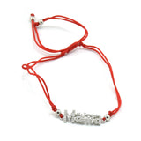 STBB 74, Sterling Silver "Mama" Shape Red String Bracelet-gold or silver color