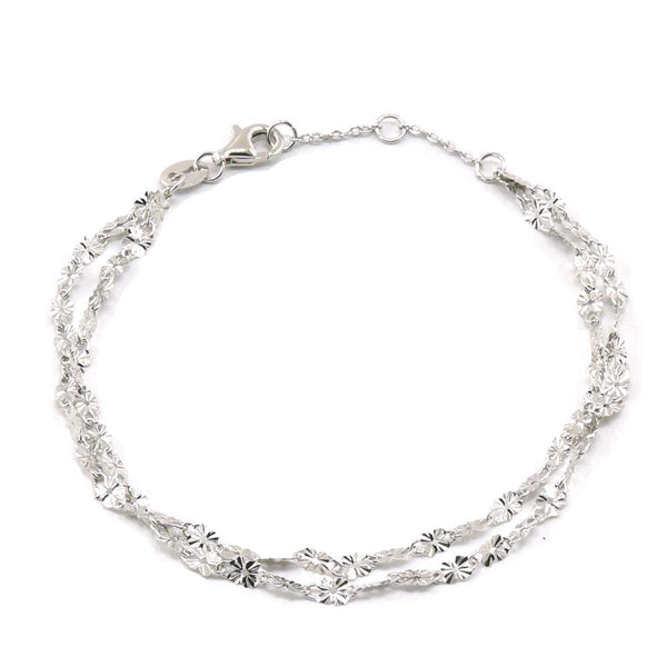 STBW-210, Sterling Silver Clover Bracelet -silver color