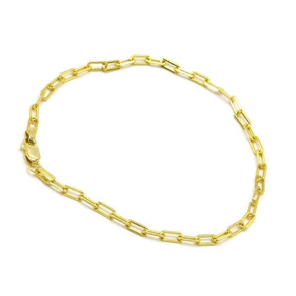 STBW-307, Sterling Silver Paper Clip Bracelet-gold color