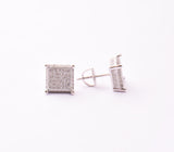 STEM-186, Men 925 Sterling Silver Screw Back Stud Earrings -9mm Square Silver color