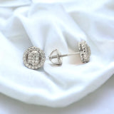 Moissanite Stone Sterling Silver 7mm Round Unisex Stud Earrings Screw Back-gold or silver color, MEM 05