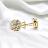 Moissanite Stone Sterling Silver 8mm Round Unisex Screw Back Stud Earring-gold or silver color, MEM 09