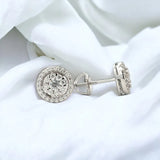 Moissanite Stone Sterling Silver 8mm Round Unisex Screw Back Stud Earring-gold or silver color, MEM 09
