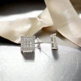 Moissanite Stone Sterling Silver 8mm Square Unisex Screw Back Stud Earrings-gold or silver color, MEM 12