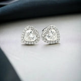 Moissanite Stone Sterling Silver 10mm Heart Shape Screw Back Stud Earrings-silver color, MEW 16