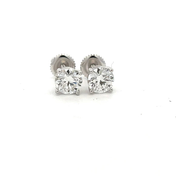 Moissanite Stone Sterling Silver Unisex Stud Earrings 6mm Round (0.8CT) Screw Back-gold or silver color
