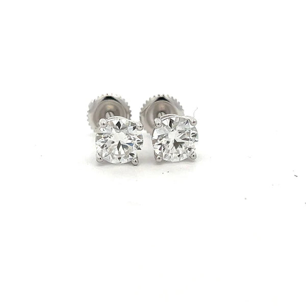 Moissanite Stone Sterling Silver Unisex Stud Earrings 6mm Round (0.8CT) Screw Back-gold or silver color
