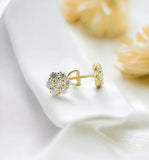 Moissanite Stone Sterling Silver Unisex 11mm Screw Back Stud Earrings-gold or silver color, MEM 22