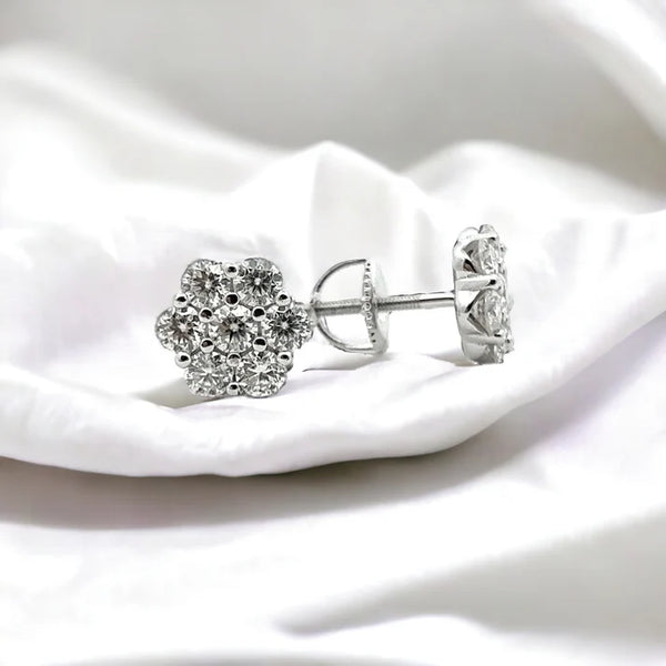 Moissanite Stone Sterling Silver Unisex 11mm Screw Back Stud Earrings-gold or silver color, MEM 22