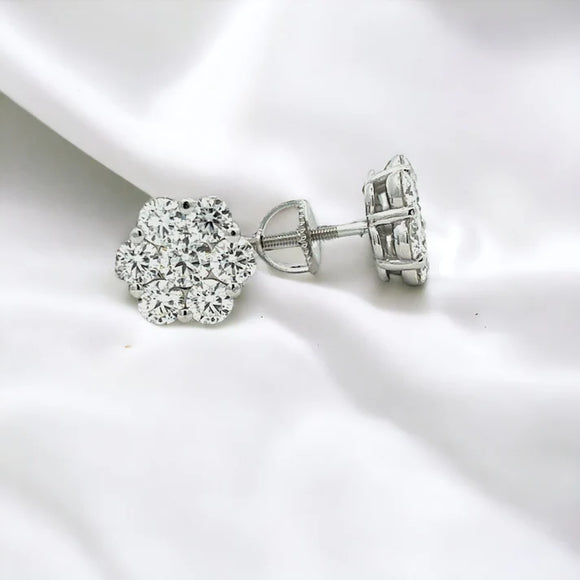 Moissanite Stone Sterling Silver Unisex 11mm Screw Back Stud Earrings-gold or silver color, MEM  26