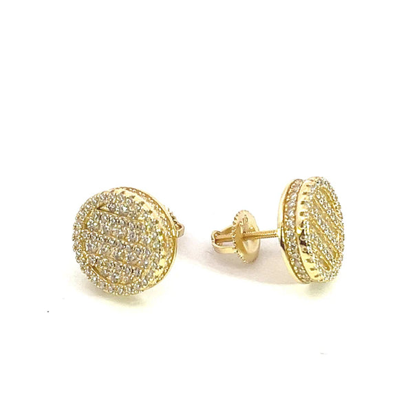 Moissanite Stone Sterling Silver Unisex 11mm Screw Back Stud Earrings-gold or silver color, MEM 37