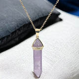STNW-300, Sterling Silver Real Stone Necklace- Pink, Moon, Water,Black, Jade, Purple color
