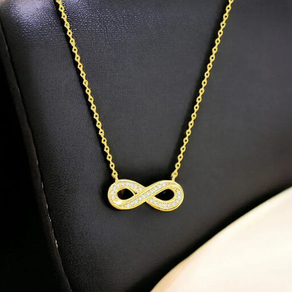 STNW-401, Women 925 Sterling Silver Infinity Pendant Necklace- gold or silver color