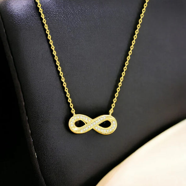 STNW-401, Women 925 Sterling Silver Infinity Pendant Necklace- gold or silver color
