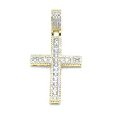 STPM-342, Men and Women S925 Sterling Silver Icy Bling Bling Cross Pendant-Gold or Silver color
