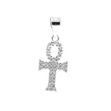 STPW-337, Tiny Unisex S925 Sterling Silver Icy Bling Bling Ankh Pendant-Gold or Silver color