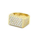 STRM 120, Unisex S925 Sterling Silver Icy out Bling Bling Rectangle Shape ring-Gold or Silver color