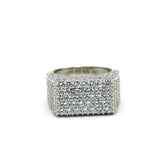 STRM 120, Unisex S925 Sterling Silver Icy out Bling Bling Rectangle Shape ring-Gold or Silver color