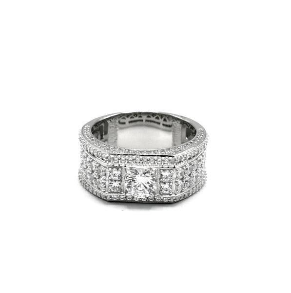 STRM 125, Men S925 Sterling Silver Icy Out Bling Bling Engagement Wedding ring-Silver color