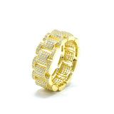 STRM 131, Unisex S925 Sterling Silver Icy Out Bling Bling Watch Band ring- Gold or Silver color