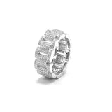 STRM 131, Unisex S925 Sterling Silver Icy Out Bling Bling Watch Band ring- Gold or Silver color