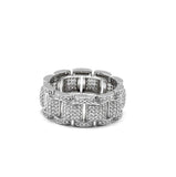 STRM 131, Unisex S925 Sterling Silver Icy Out Bling Bling Watch Band ring- Gold or Silver color