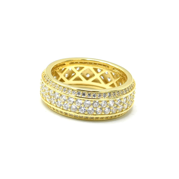 STRM 135, Unisex S925 Sterling Silver Icy Out Bling Bling ring-Gold or Silver color
