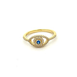 STRW 1024, Women S925 Sterling Silver Cuban Zirconium Evil Eye Ring- gold or silver color
