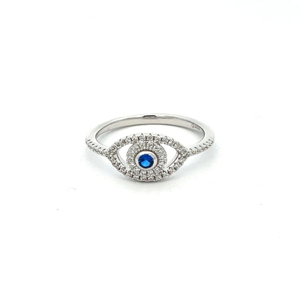 STRW 1024, Women S925 Sterling Silver Cuban Zirconium Evil Eye Ring- gold or silver color
