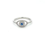 STRW 1024, Women S925 Sterling Silver Cuban Zirconium Evil Eye Ring- gold or silver color